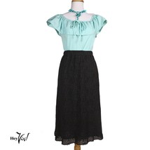 Vintage Bon Worth Black Lace Skirt - Lacy Bottom - LP - Elastic W 36-40 ... - $30.00