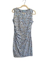 J. Mclaughlin Womens Catalina Cloth Dress Blue Puzzle Piece Print Sleeveless M - £26.78 GBP