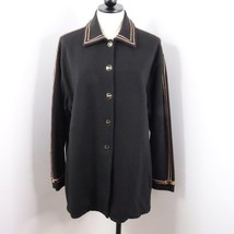 Vintage St. John Sport Women&#39;s M Cotton Stretch Button-Up Jacket w/ Piping - £34.07 GBP