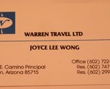 Warren Travel LTD Vintage Business Card Tucson Arizona bc5 - $3.95