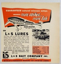 1951 Print Ad L&S Bass-Master Fishing Lures Bait Company Bradley,Illinois - $10.78