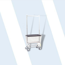 Large Capacity Laundry Cart w/ Double Pole Rack, All Chrome  (200CFC56C) - £344.76 GBP