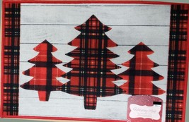 Printed Kitchen Rug (Nonskid) (20&quot;x30&quot;) Black &amp; Red Plaid Christmas Trees, Bl - £17.12 GBP