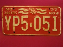LICENSE PLATE Car Tag 1976 1977 MISSOURI 200 YRS YP5 051 [Y13B - £10.52 GBP