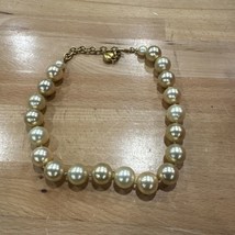 Vintage Signed Carolee Single Strand Faux Pearl Necklace Hand Knotted Beads - £15.56 GBP