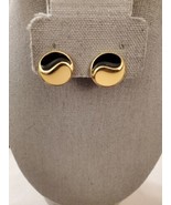 80&#39;s Earrings Avon Yin Yang Gold Tone Vintage Clip Black &amp; White - £7.47 GBP
