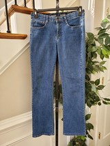Lee Women Blue Denim Cotton Mid Rise Straight Fit Jeans Pant Size Medium - £18.87 GBP