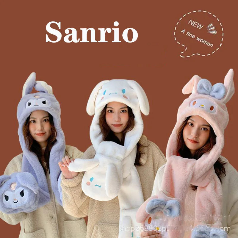 Kawaii Y2K Cinnamoroll My Melody Kuromi Sanrio Warm Cute Anime New Hat Scarf - £20.54 GBP