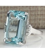 Lovely NEW 10 CT Aquamarine Ring~Sterling Silver~Size 6~MIB~Drop Dead Go... - £31.96 GBP