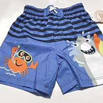 Bathing Suit Swim Trunks Blue Crab Shark Striped UPF50 Infant Size 12M NEW - $5.95