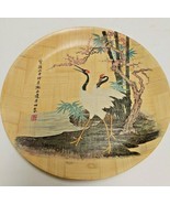 Bamboo Plate &quot;Cranes Under Bamboo &amp; Plum Tree&quot; Chinese Story 10 3/4&quot; - £14.93 GBP