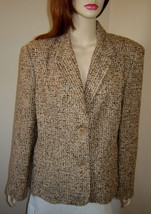 THE LIMITED Woven Brown/Gold Acrylic/Wool Blend Lined Dress Jacket (XL) ... - $58.70