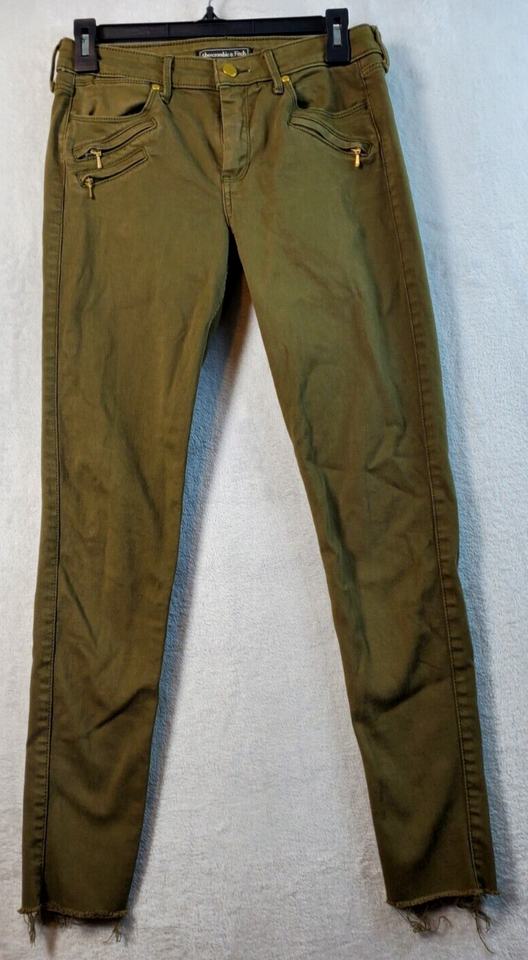 Abercrombie &amp; Fitch Skinny Jeans Womens Size 27 Green Denim Pockets Belt... - $14.41