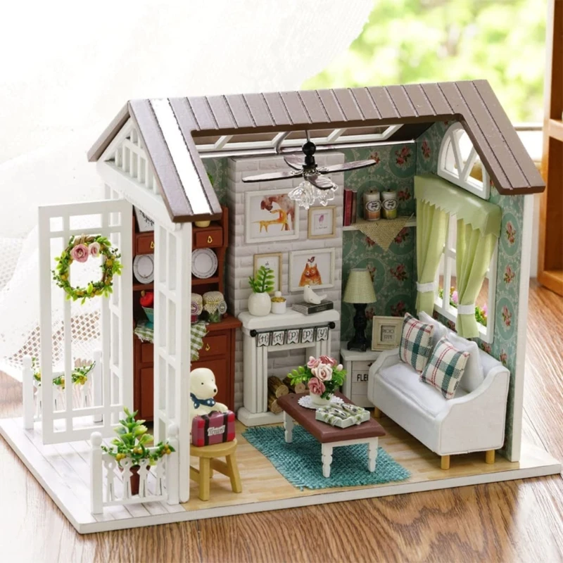 DIY Model Doll House Assembly Dollhouse Kits Educational Puzzle Room Model Toy - £21.54 GBP+
