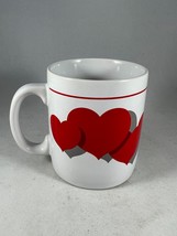 Vintage 80s 90s Retro Valentines Day Illustrated Hearts Coffee Mug by En... - £11.29 GBP