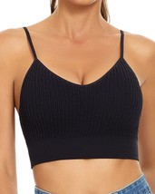 Comfy Cami Bra for Women Crop Top-Casual V Neck Yoga Tank Tops (Black,Size:M) - £10.88 GBP