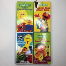 Vtg Set 4 VHS Tapes Sesame Street Favorite Songs Guessing Game 25 Years Count - £23.91 GBP