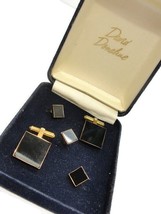 David Donahue Cufflinks Black Onyx Gold Tone Shirt Button Set Formal Tux Vintage - £61.85 GBP