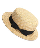 New Men’s Straw Boater Black Band Fedora Dress Hat (Size 56-58CM) - $46.60 CAD