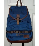 Vintage 90s LL Bean Backpack Blue Nylon Leather Bottom Aztec Knapsack USA - $940.64 MXN