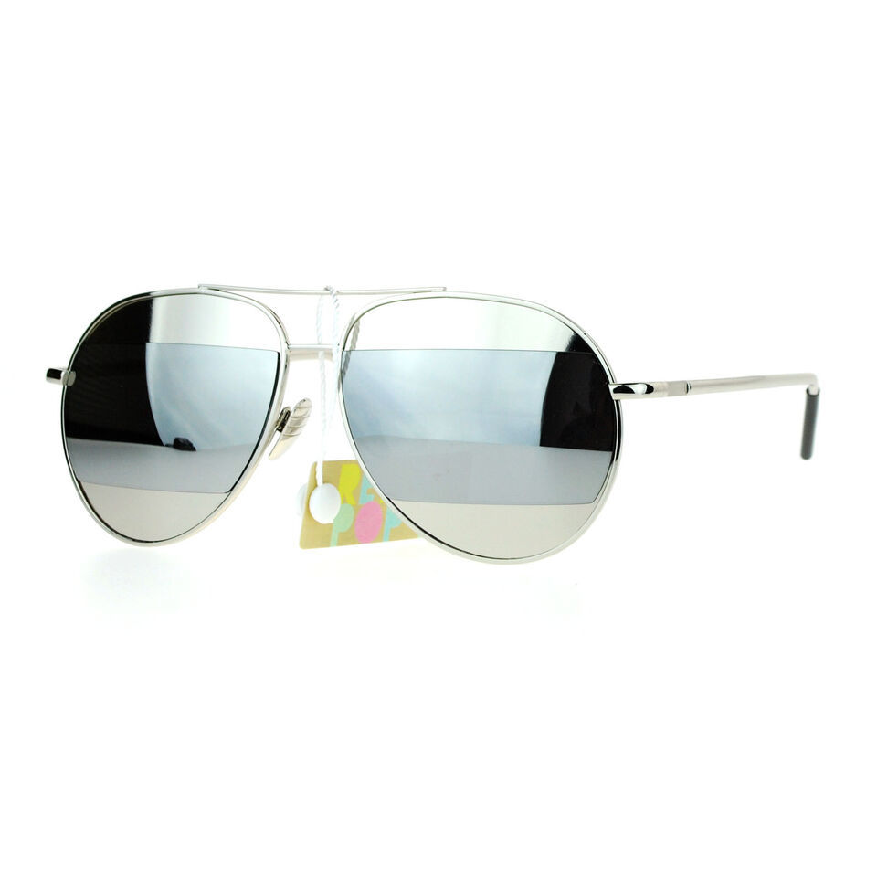 Primary image for Designer Fashion Pilot Sunglasses Metal Divided Mirror Lens UV 400