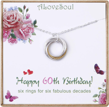 60Th Birthday Gifts for Women Girls - Interlocking Infinity Circles Sterling Sil - £47.66 GBP