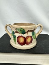 Vintage Sugar Bowl with Cherry Pattern - Stoneware Rustic Farmhouse Pottery - £8.88 GBP