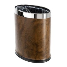 'Invisi-Overlap' Open Top Leatherette Trash Can, Small Office Wastebasket, Moder - £70.19 GBP