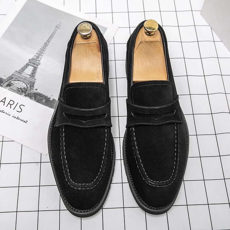 Fashion Loafers Men Shoes Classic Versatile Business Casual Everyday Square Toe  - £58.00 GBP
