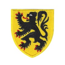 FLEMISH LION IRON ON PATCH 3.5&quot; Yellow Flag Badge Flanders Belguim Embro... - £3.15 GBP