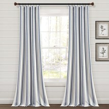 Pair Of 84&quot; Long X 42&quot; Wide Farmhouse Stripe Yarn Dyed Cotton Window Curtain - £33.53 GBP