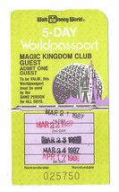 1987 Magic Kingdom Club Walt Disney World 5 day worldpassport Used Adult... - £34.48 GBP