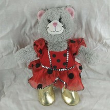 Build a Bear Kitty Cat - Gray - Ladybug Tutu Costume Dress - Gold Boots - £11.90 GBP