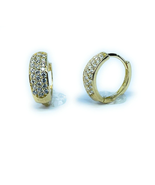 ADIRFINE 10K Solid Gold 3 Row Cubic Zirconia Huggie Hoop Earrings - $323.99