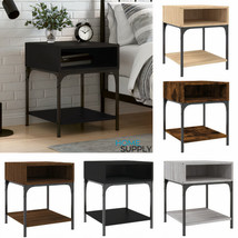 Industrial Wooden Bedside Table Cabinet Nightstand Side End Sofa Table Storage - £29.64 GBP+