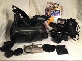 Minolta X-570 35MM SLR Camera &amp;MD Celtic Telephoto Camera Lens SunPak Auto Flash - £129.71 GBP