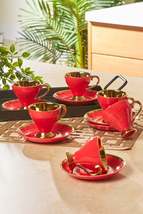 Luxury Red Set of 6 Coffee Cups 90 ml - £61.12 GBP
