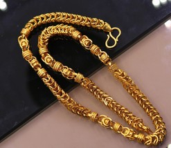 22KT 24 Inches Yellow Gold Handmade Byzantine Chain Necklace Unisex Jewelry - £6,279.93 GBP
