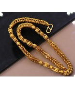 22KT 24 INCHES YELLOW GOLD HANDMADE BYZANTINE CHAIN NECKLACE UNISEX JEWELRY - £6,279.93 GBP