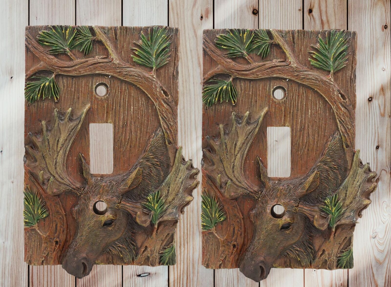 Rustic Western Stag Elk Moose By Pine Single Toggle Switch Plate Cover S... - $24.99