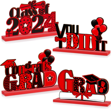 2024 Graduation Party Decorations Wooden 4 Pieces Class of Grad Congratulate Gra - £16.69 GBP