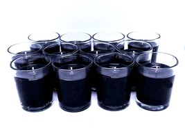 12 BLACK Unscented Mineral Oil Based Candle Votives up to 25 Hour Each of Clean  - $43.60