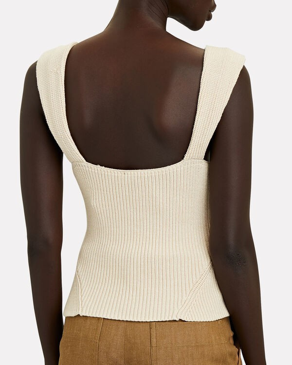 STAUD XS Kira Knit Bustier Tank Top Corset Sweater Ivory Cream Sleeveless  Item image 2