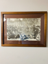 Old Fashioned Rugby Team Vintage Framed Black and White Drawing - £23.19 GBP