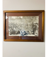 Old Fashioned Rugby Team Vintage Framed Black and White Drawing - £22.85 GBP