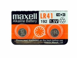 Maxell Batteries LR41 (192, AG3) Alkaline Button Size Battery, On Tear Strip (Pa - £5.25 GBP