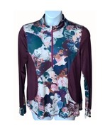 Zelos Womens Floral Burgundy Long Sleeve Mock Neck Athletic Top Quarter ... - £18.22 GBP