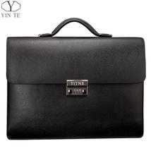 YINTE Men&#39;s Leather Black Briefcas Big And Thicker Business Handbag - £381.21 GBP