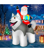 8×7FT Christmas Inflatables Santa Cruising with Husky Dog, Giant Christm... - $1,315.77 MXN