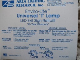 Enviro-Lite Universal T Lamp Retrofit LED Exit Sign Kit T-120-U - £5.64 GBP